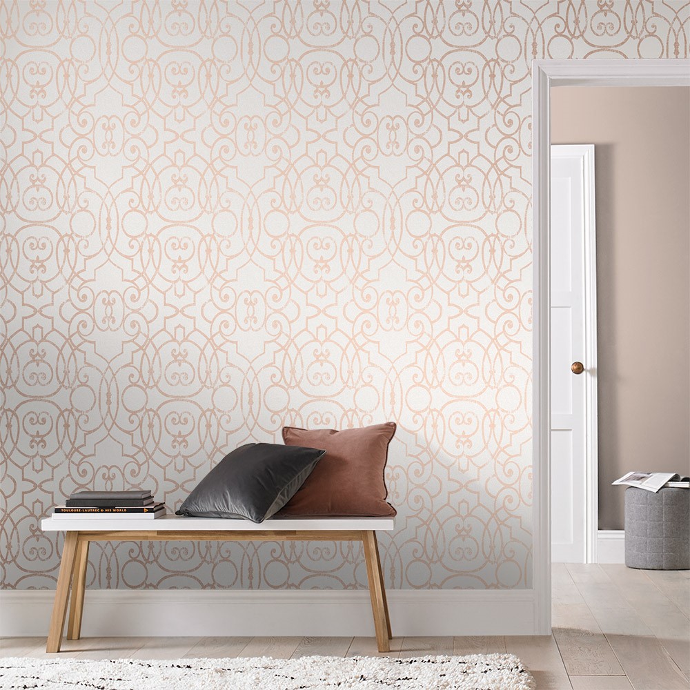 Shoji Wallpaper 105236 by Graham & Brown in Blossom White